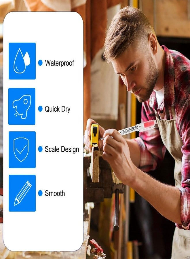 Buildcon 6 Pcs Deep Hole Marker Pen Permanent, Long Nib Marker for Wood, Metal, Glass, Plastic, Construction, Carpenter Tools, Tracer Marker Pen, Marksman Marking Tool (Blue, Black, Red) - Image 4